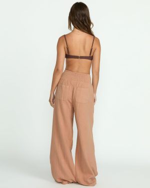 New Waves Gauze Elastic Waist Pants – Rose Brown