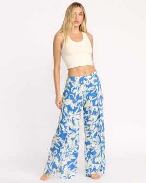 Split Spirit Elastic Waist Pants – True Blue