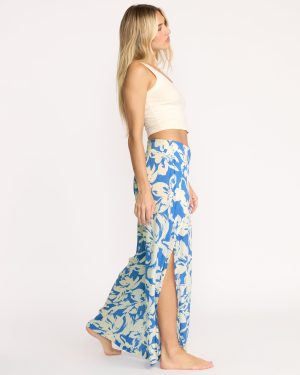 Split Spirit Elastic Waist Pants – True Blue