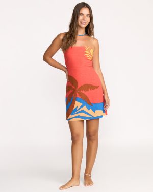 Bright Bloom Placket Dress – Hibiscus