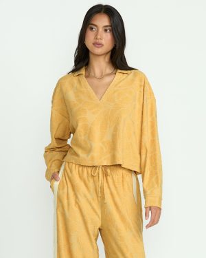 Sun Palm Terry Pullover Sweatshirt – Gold Coast