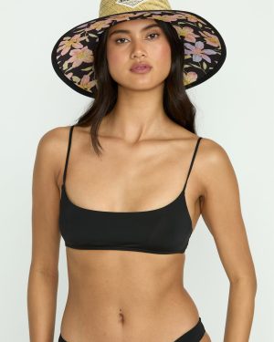 Sol Searcher Jaclyn Crop Bikini Top – Black Pebble