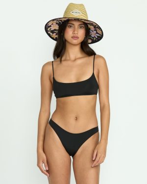 Sol Searcher Jaclyn Crop Bikini Top – Black Pebble