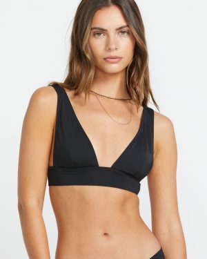 Sol Searcher Remi Plunge Bikini Top – Black Pebble