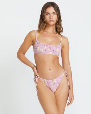 Peaceful Petals Tie Side Hike Bikini Bottom – Amethyst Smoke