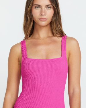 Summer High Square Neck One-Piece Swimsuit – Fiesta Pink