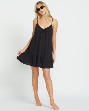 Beach Vibes Beach Coverup Dress – Black Pebble