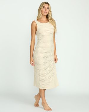 Eyelet Sun Midi Dress Beach Coverup – Whitecap