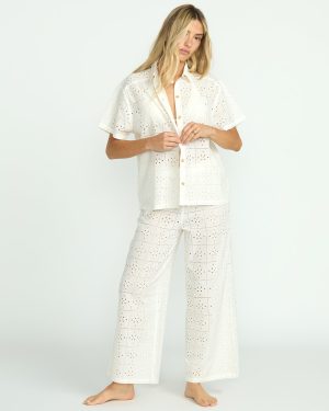 Eyelet Crush Beach Coverup Top – Salt Crystal
