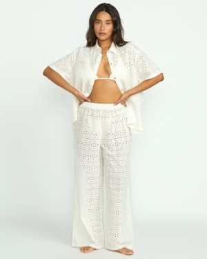 Eyelet Crush Beach Coverup Pants – Salt Crystal