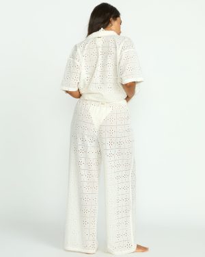 Eyelet Crush Beach Coverup Pants – Salt Crystal