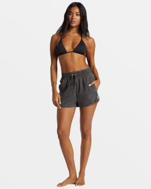 Sol Searcher New Elastic Waist Swim Shorts – Black Pebble