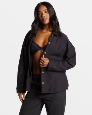 Everytime Oversized Shacket – Black Sands