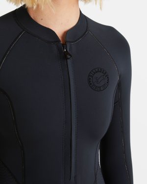 Salty Dayz Natural Flatlock Long Sleeve Springsuit – Black