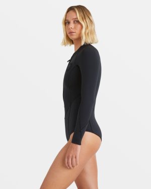 Salty Dayz Natural Flatlock Long Sleeve Springsuit – Black