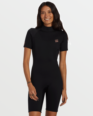 Foil Flatlock Short Sleeve Springsuit – Black