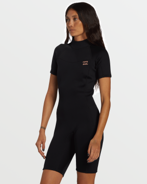 Foil Flatlock Short Sleeve Springsuit – Black