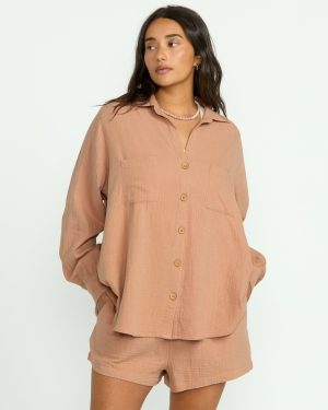 Sweet Swell Long Sleeve Shirt – Rose Brown
