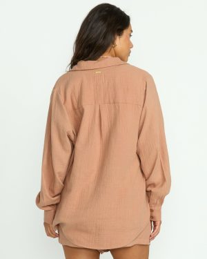 Sweet Swell Long Sleeve Shirt – Rose Brown
