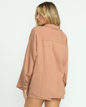 Sweet Swell Long Sleeve Shirt – Rose Brown