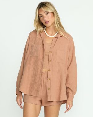 Sweet Swell Long Sleeve Shirt – Rose Brown