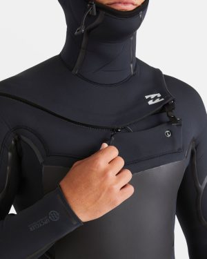 5/4mm Absolute Natural+ Upcycler Welded Chest Zip Hooded Wetsuit – Black