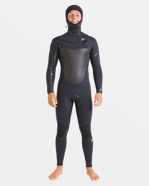 5/4mm Absolute Natural+ Upcycler Welded Chest Zip Hooded Wetsuit – Black