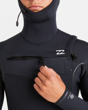 6/5mm Furnace Natural Upcycler Welded Chest Zip Wetsuit – Black