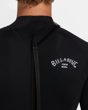 2mm Foil Flatlock Back Zip Short Sleeve Springsuit – Black