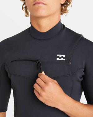 2/2mm Absolute Natural Upcycler GBS Chest Zip Short Sleeve Springsuit – Black