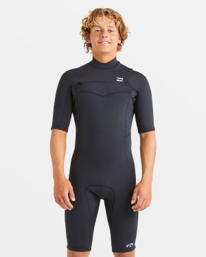 2/2mm Absolute Natural Upcycler GBS Chest Zip Short Sleeve Springsuit – Black