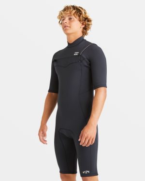 2/2mm Absolute Natural Upcycler GBS Chest Zip Short Sleeve Springsuit – Black