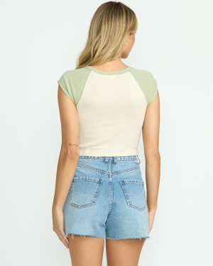 Riley Cut-Off Denim Shorts – Faded Indigo Fray