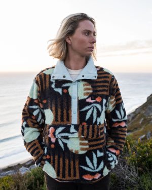 Switchback Mock Neck Fleece – Black Multi